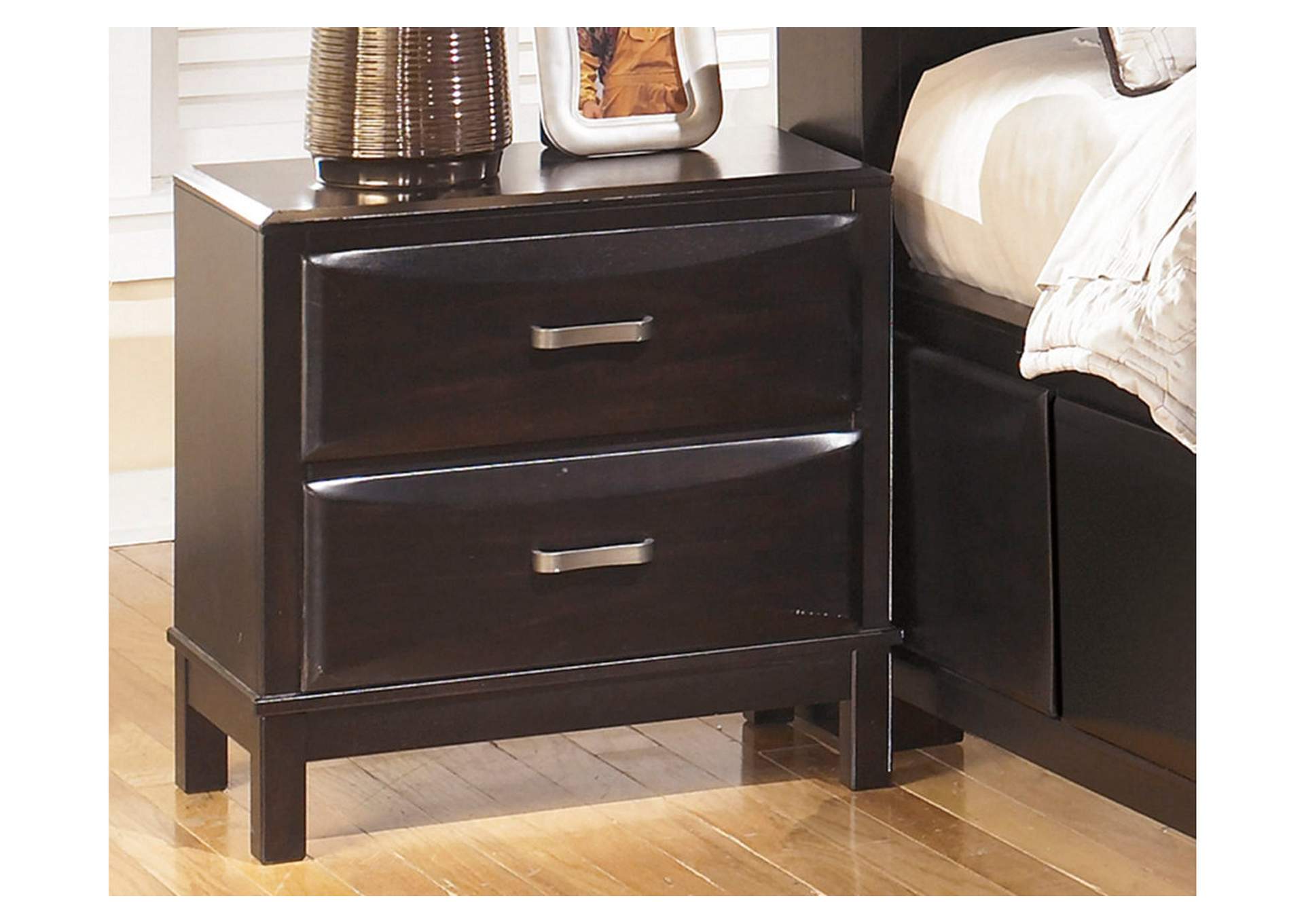 Curly S Furniture Kira Black Two Drawer Night Stand