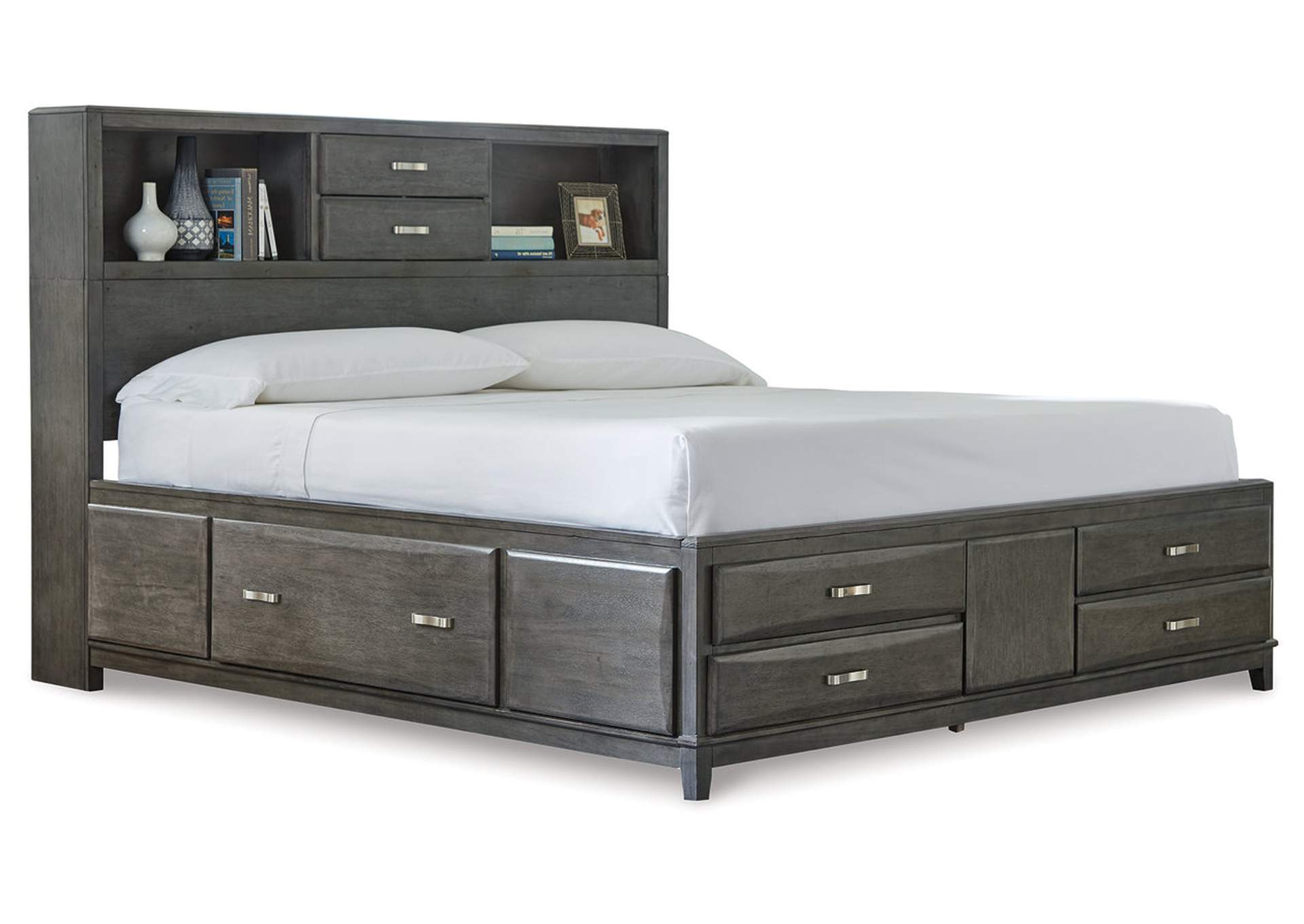 Black/Gray Caitbrook California King Storage Bed with 8 Drawers Rhynes
