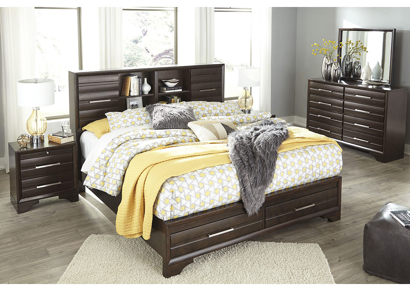 Wayne S Home Andriel Dark Brown Queen Bookcase Storage Bed W