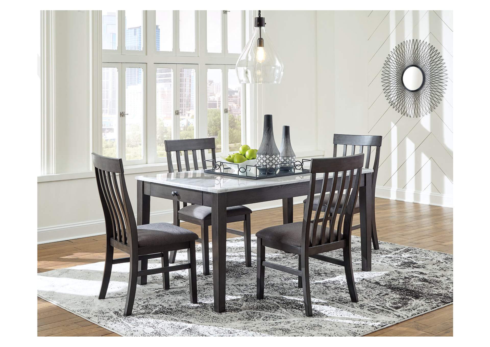 Ivan Smith Luvoni Charcoal Dining Table W4 Side Chair