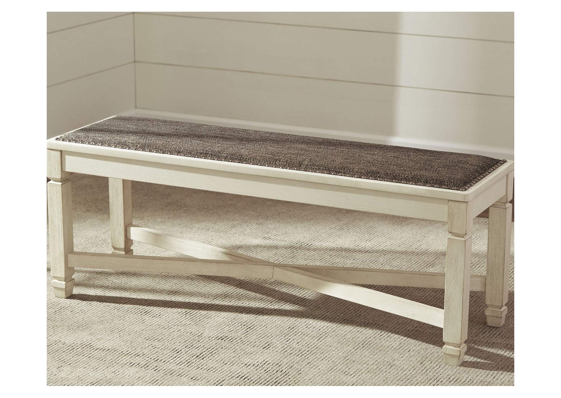 Johnson S Furniture Bolanburg Antique White Large Upholstered