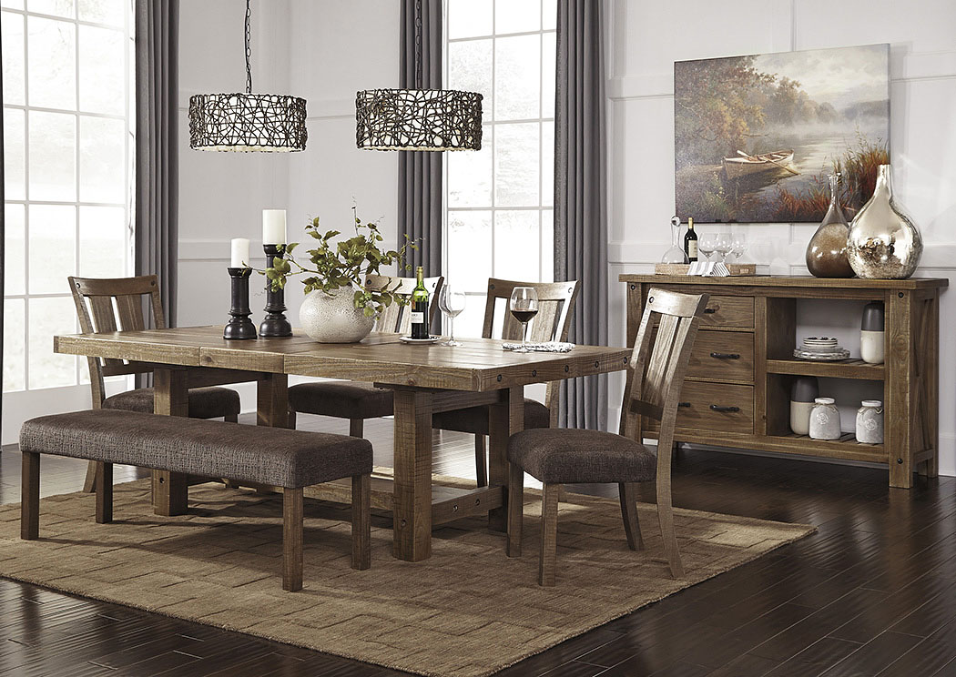 Tamilo Gray/Brown Rectangular Dining Room Extension Table ...