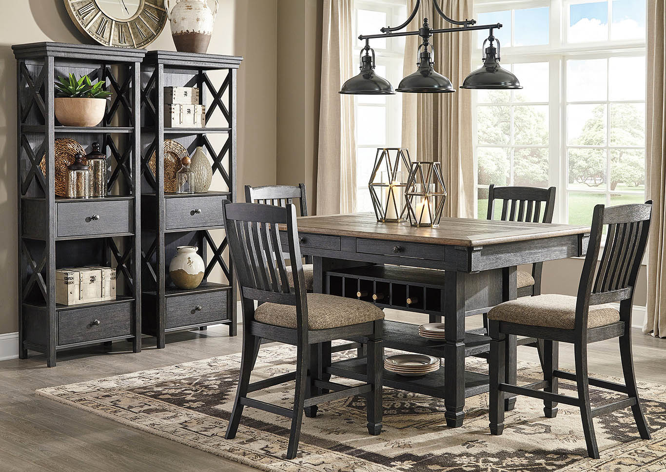 This Is It Furniture Tyler Creek Black Grayish Brown 7 Piece