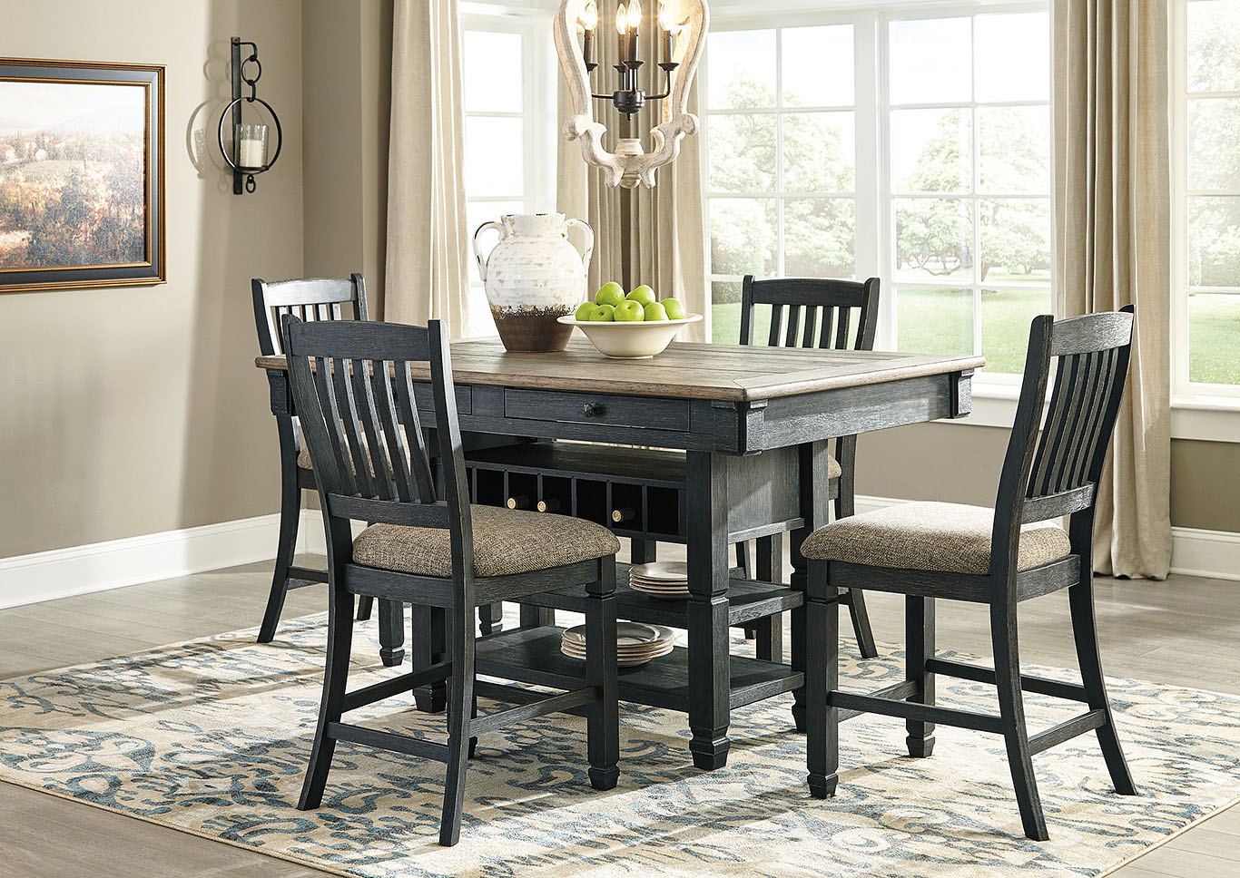 Tyler Creek Counter Height Dining Table And 4 Counter Stools Majek Furniture