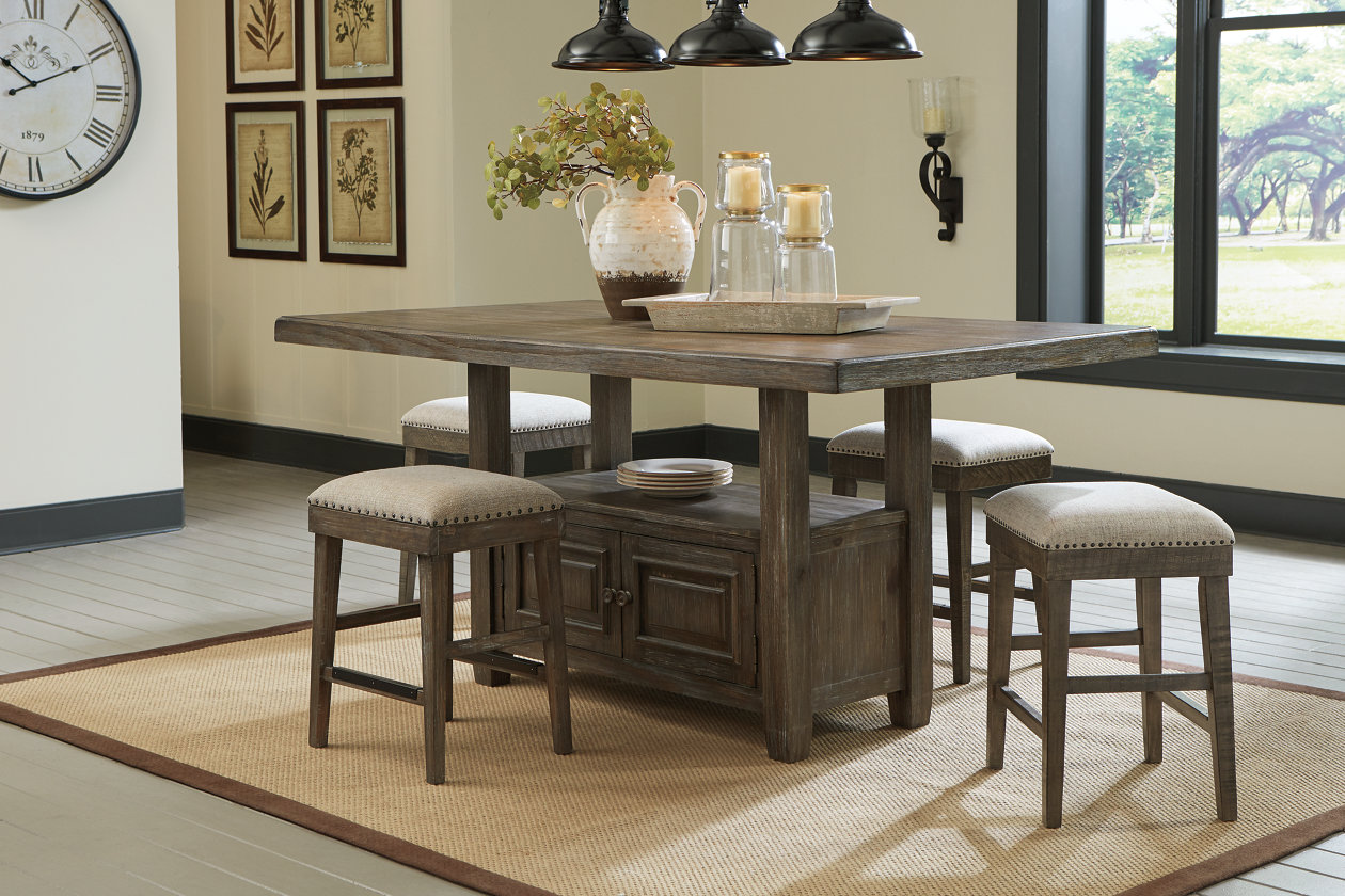 Wyndahl Brown Counter Dining Table W 4 Bar Stool Barrys Furniture Jasper