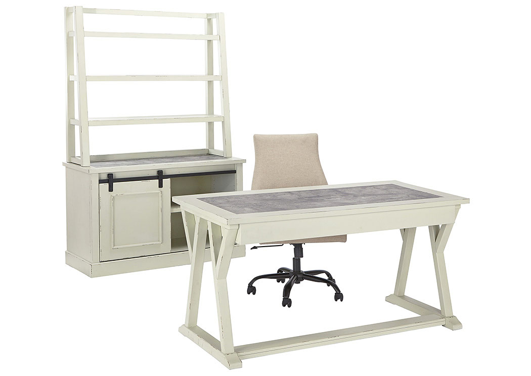Woodstock Furniture Value Center Jonileene White Gray Tall Desk Hutch