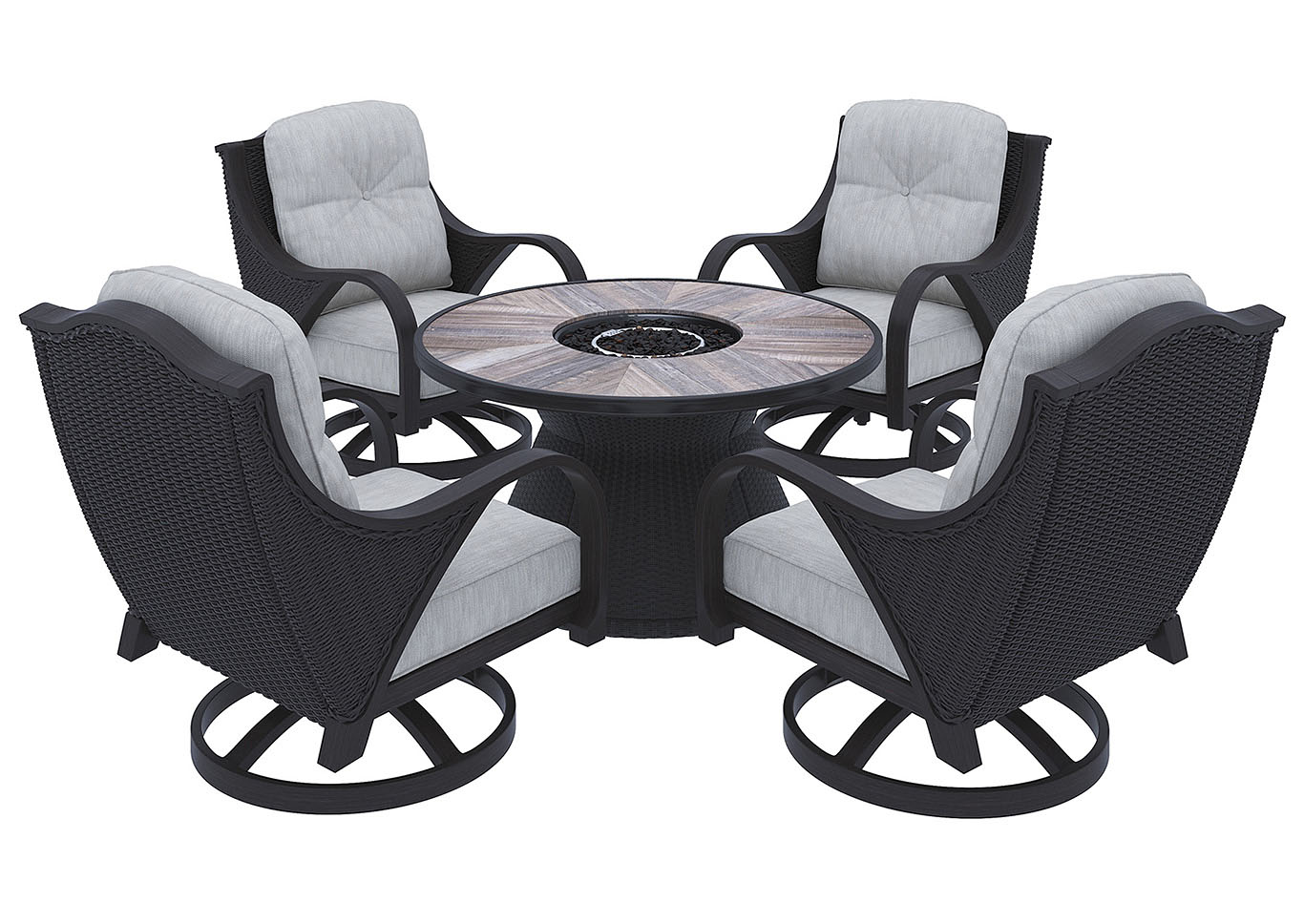 Star Furniture Marsh Creek Brown Fire Pit Table W 4 Swivel Chairs