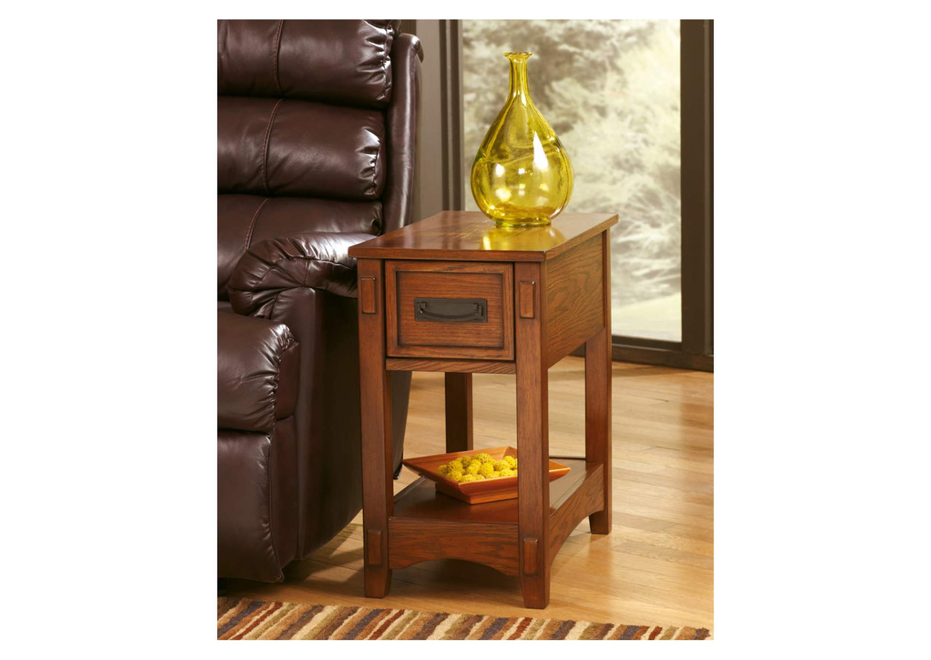 tucker furniture brown chair side end table