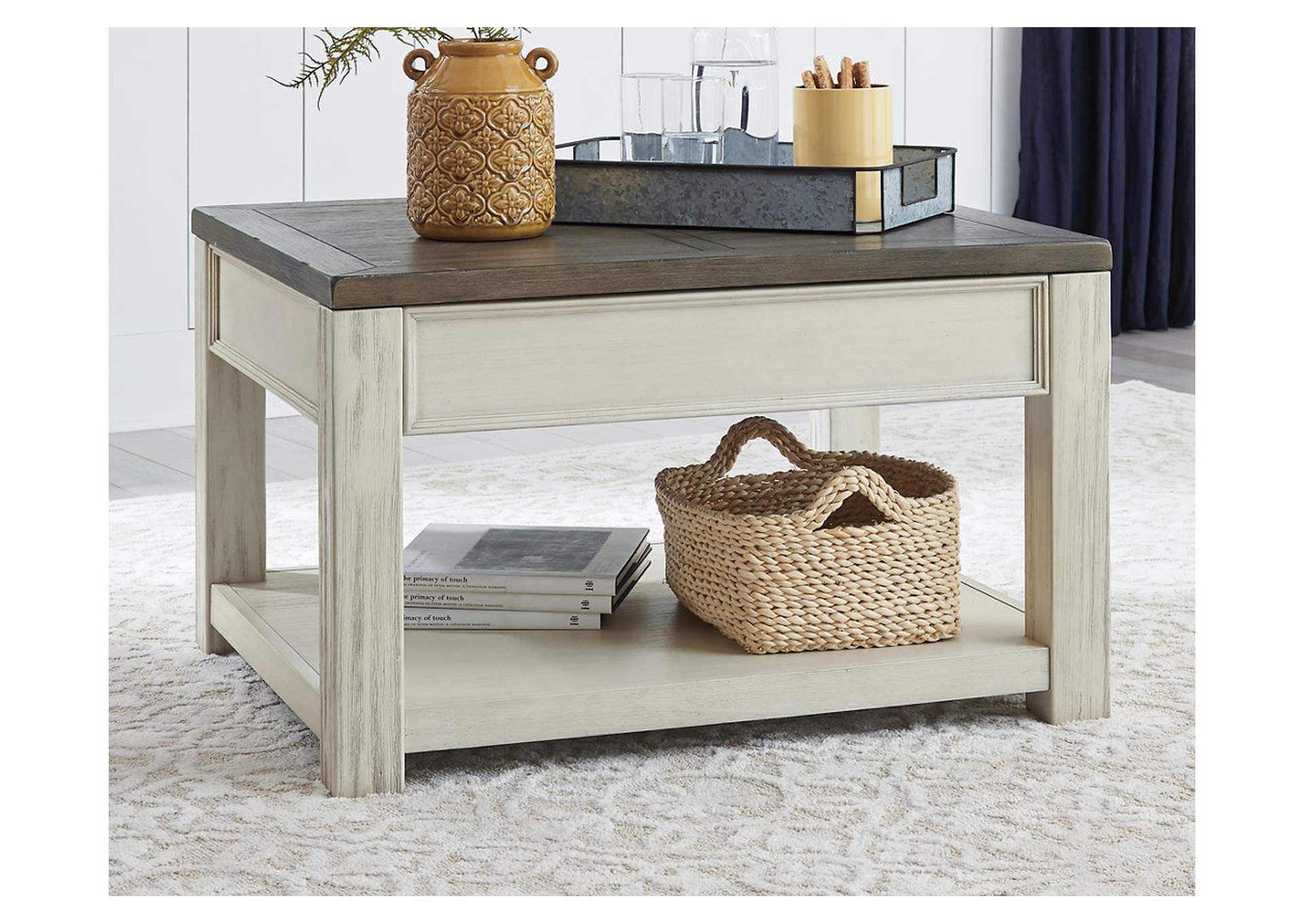 Ivan Smith Bolanburg Brown White Coffee Table W Lift Top