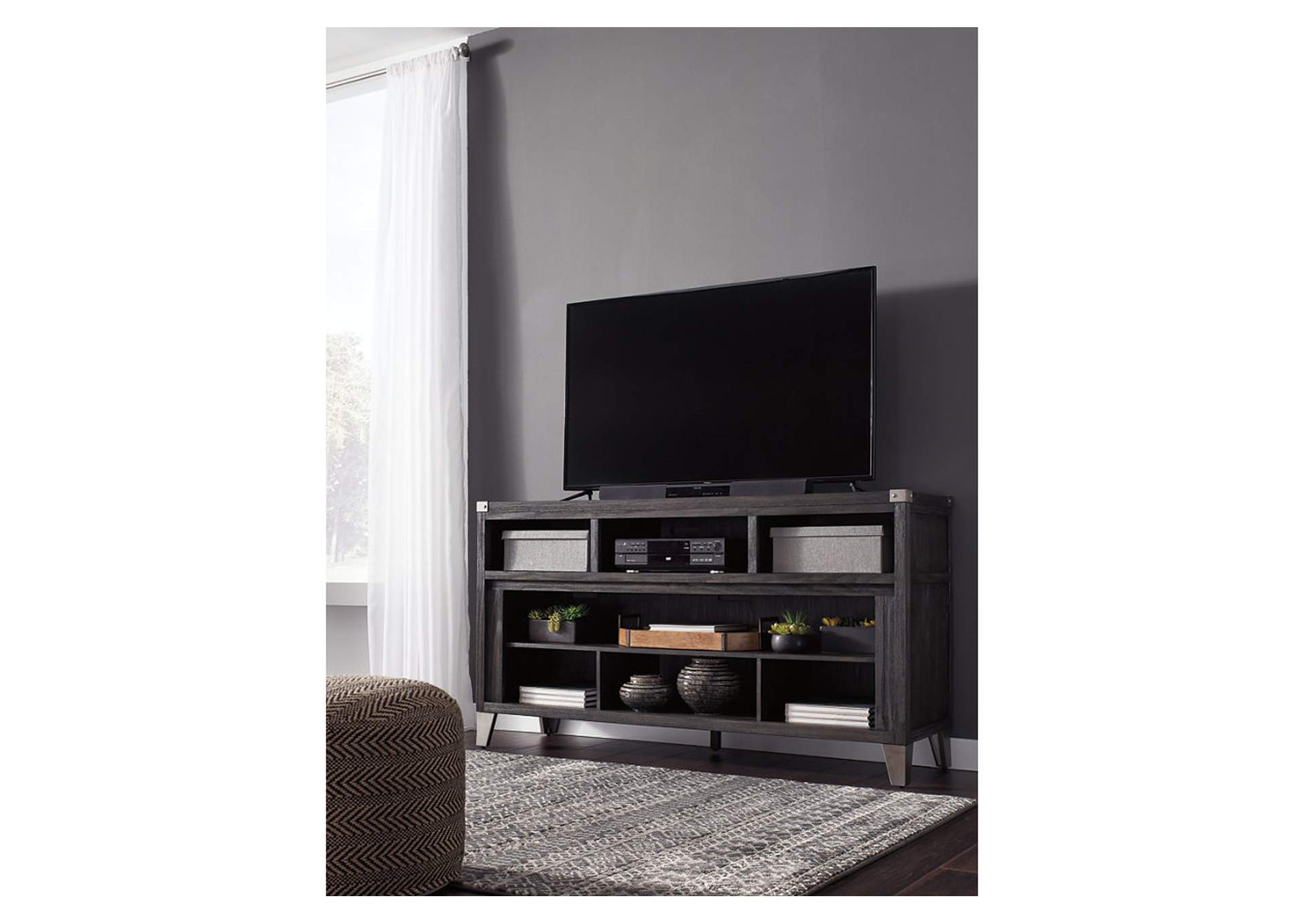Todoe Dark Gray Large TV Stand w/Fireplace Option The ...