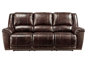 Yancy Walnut Reclining Power Sofa,Signature Design by Ashley