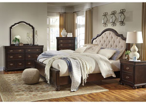Moluxy Dark Brown California King Upholstered Sleigh Bed,Signature Design by Ashley