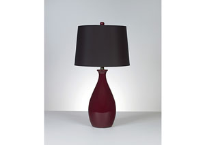 Jemma Deep Red Ceramic Table Lamp (Set of 2),Signature Design by Ashley