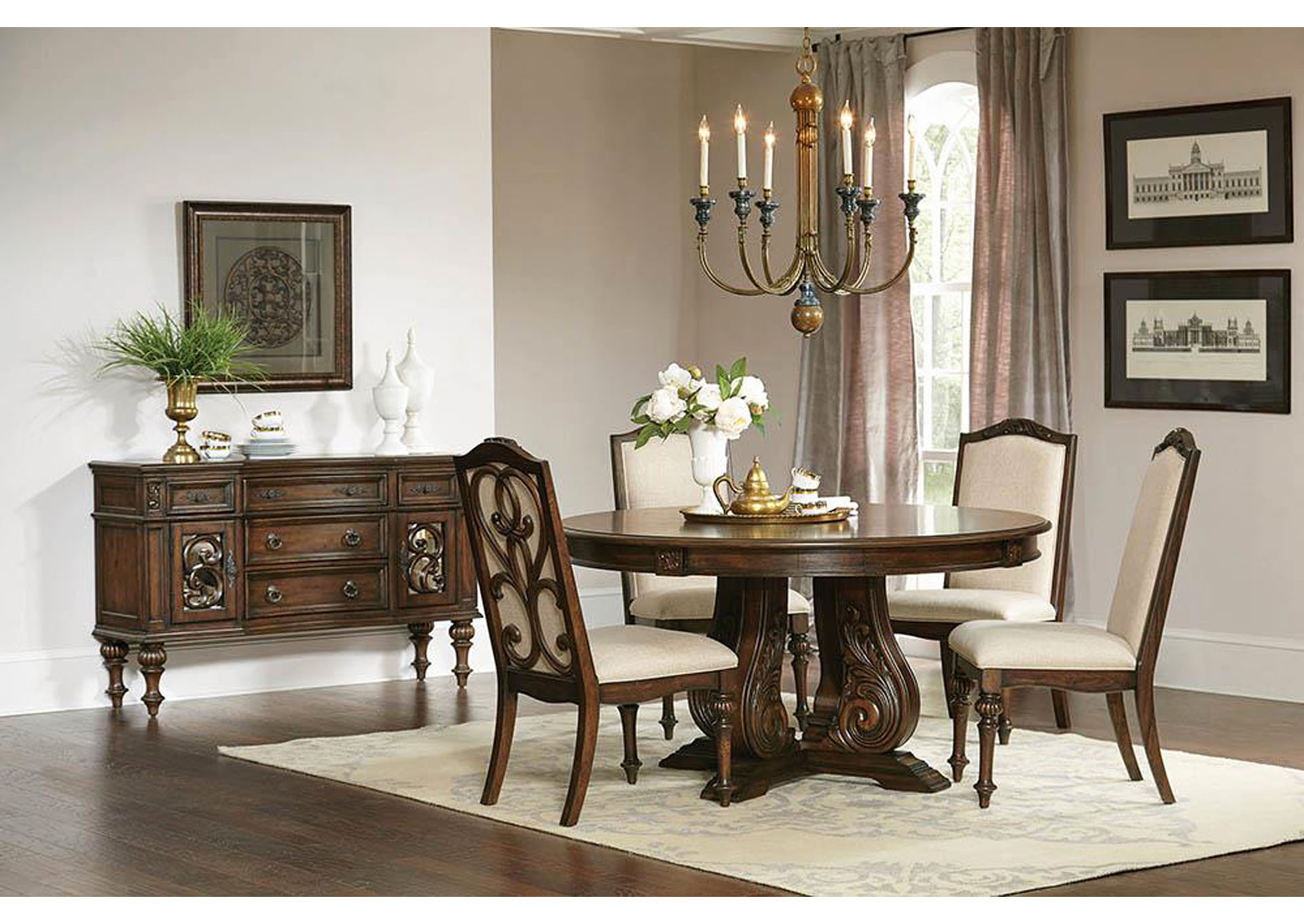 Oak Furniture Liquidators Ilana Antique Java Round Dining Table