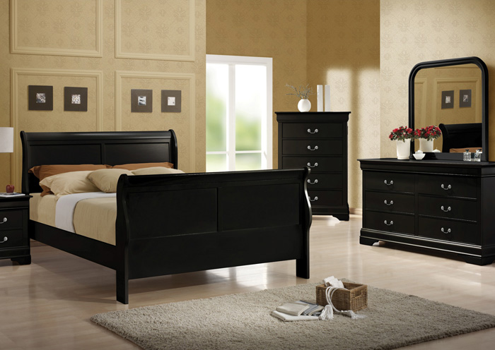 st. germain's furniture louis philippe black queen bed w/dresser