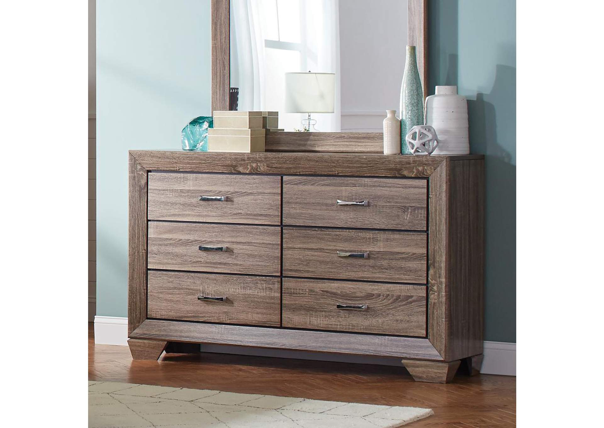 Audrey S Place Furniture Kauffman Taupe Six Drawer Dresser