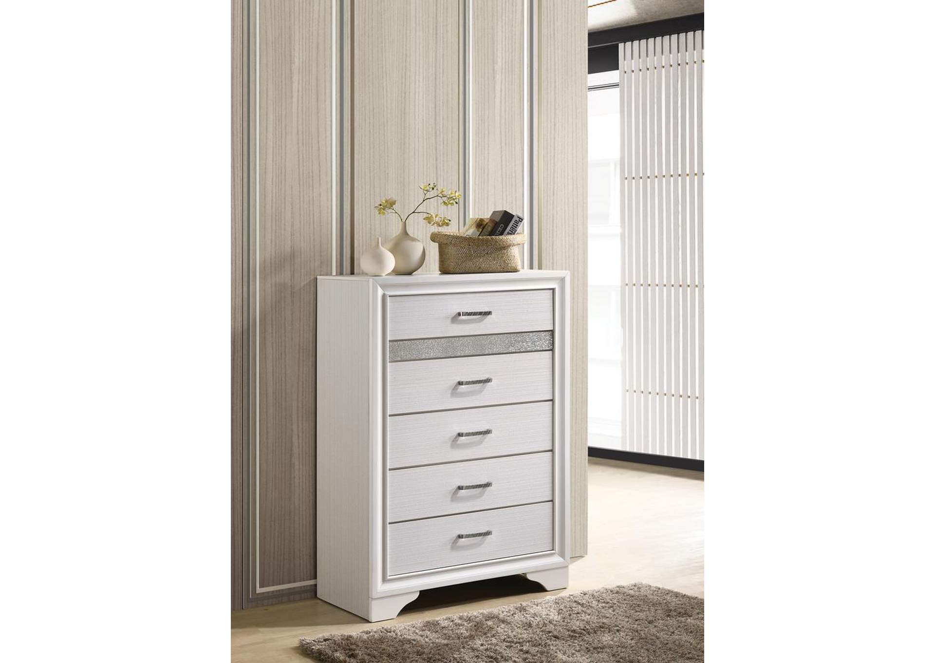 Beacon Furniture Grand Cayman Miranda White Five Drawer Chest