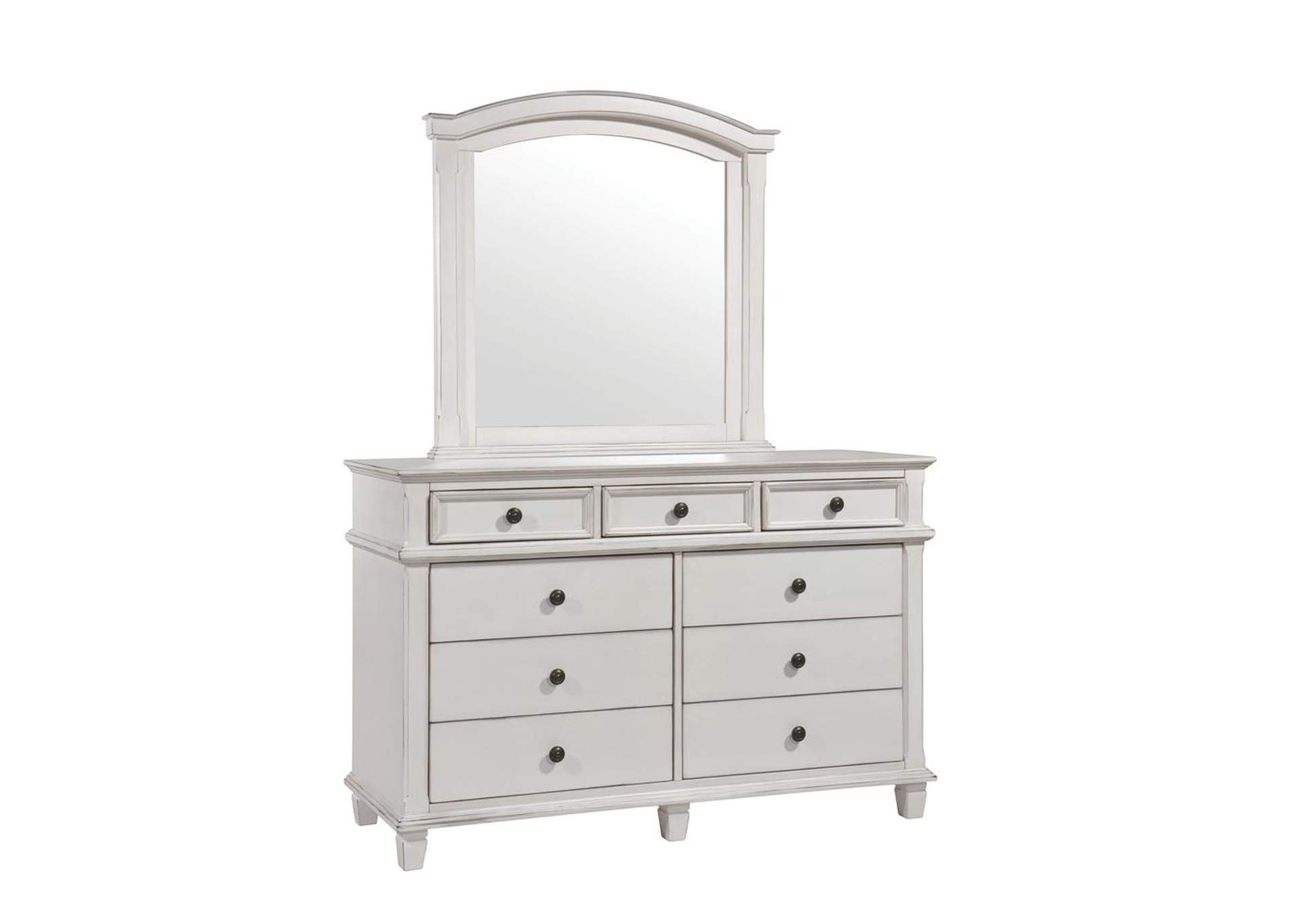 white dresser with mirror