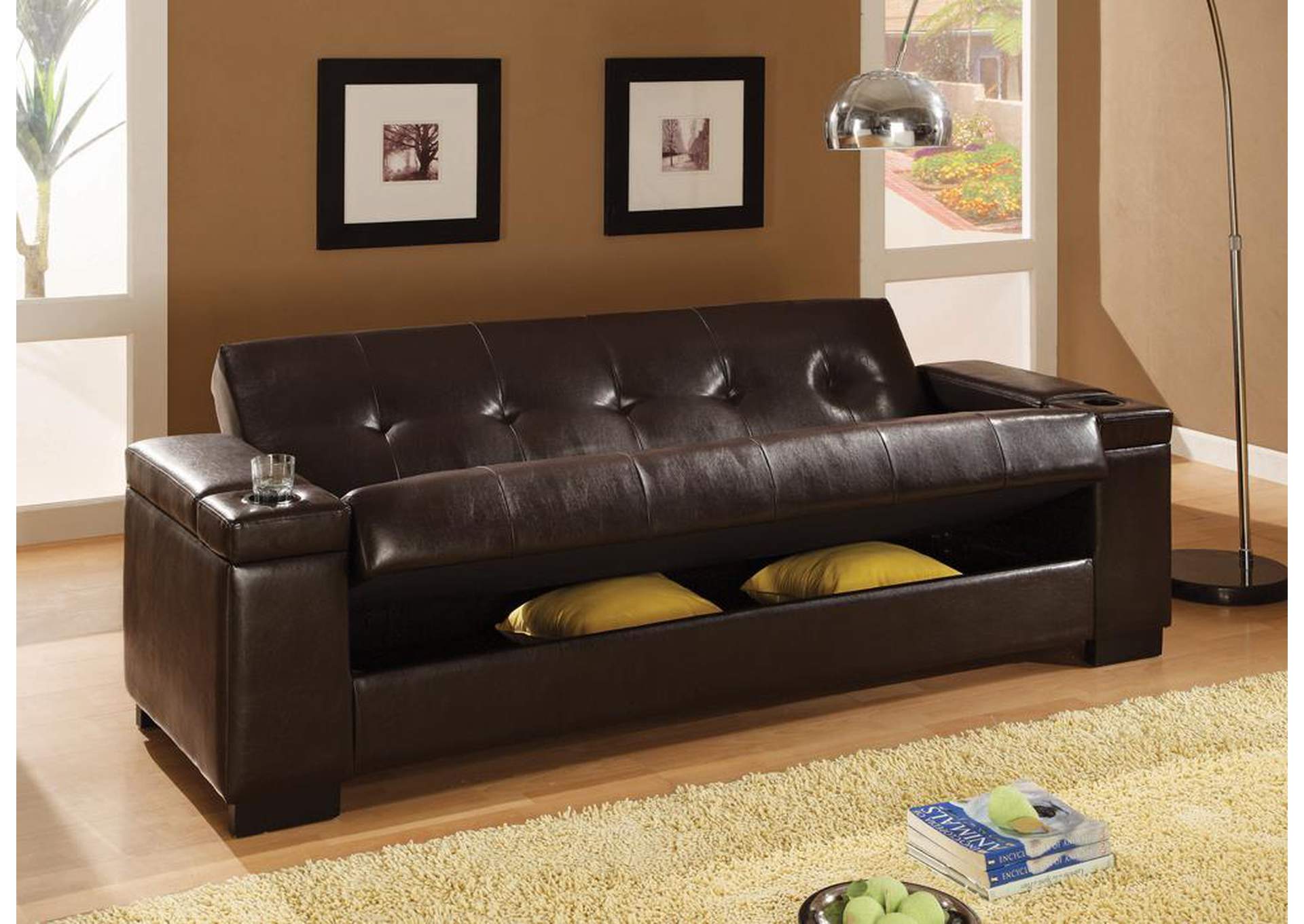 Plush Home Furniture Dark Brown Sofa Bed