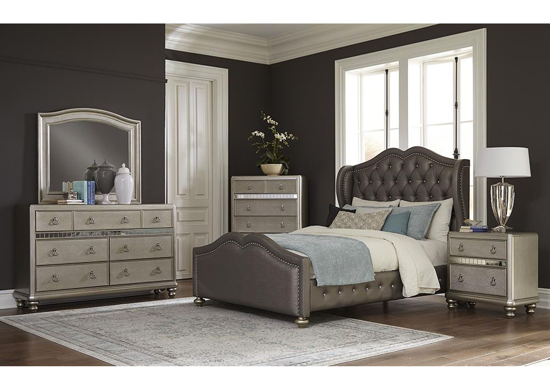 Country House Furniture Belmont Metallic Platinum Upholstered Full