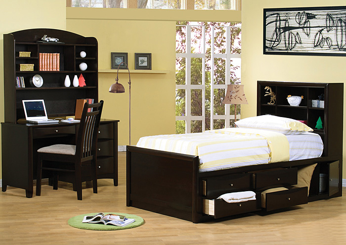 Choice Furniture Phoenix Cappuccino Twin Bed W Desk Hutch