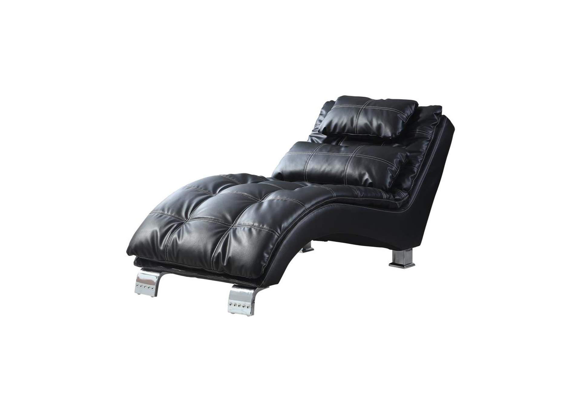 Chrome Contemporary Black Faux Leather Chaise St Germain S Furniture