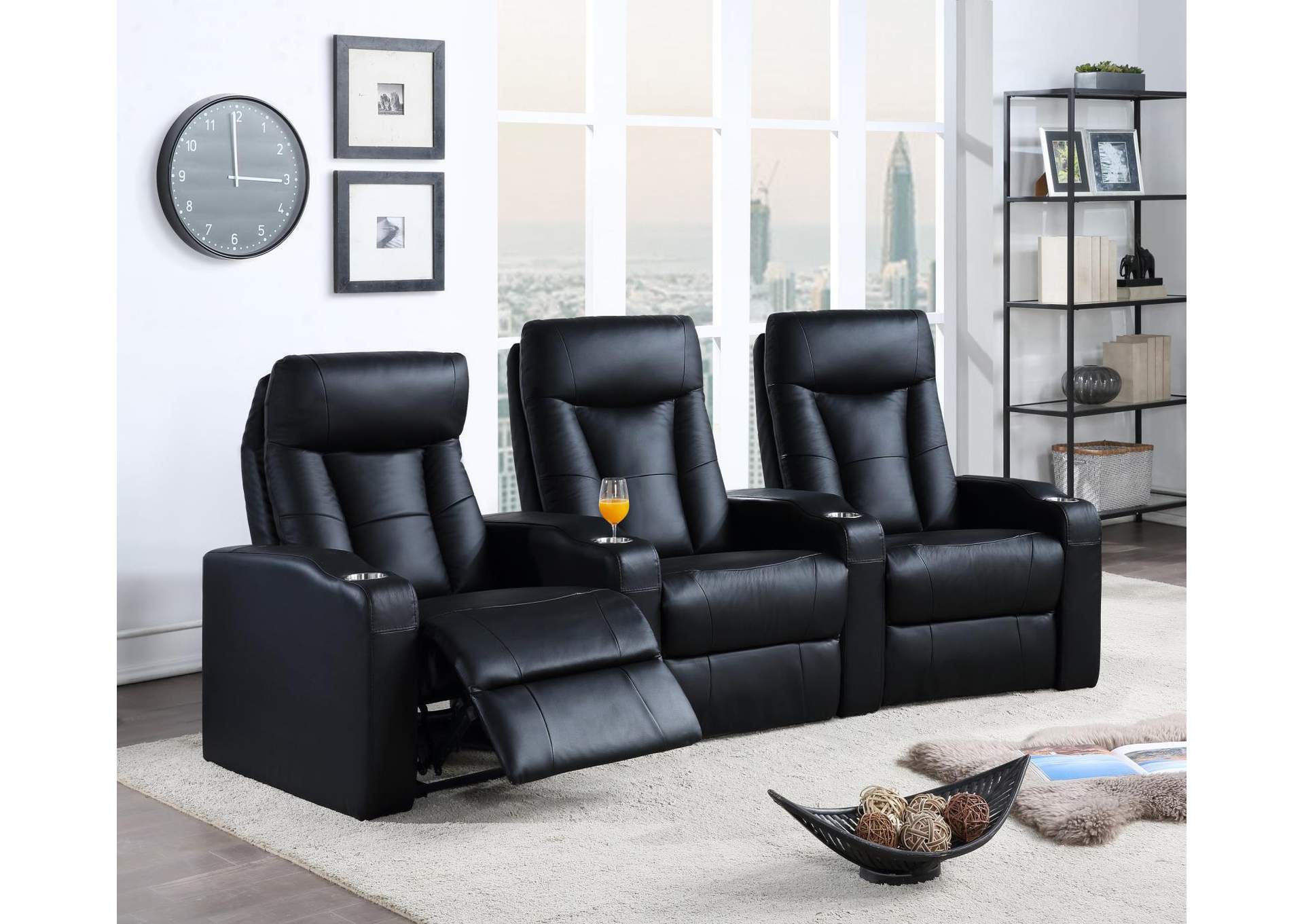 Vallejo Furniture Galleries Pavillion Black Three Seat Home