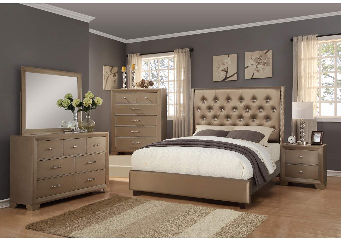monroe upholstered bedroom furniture collection