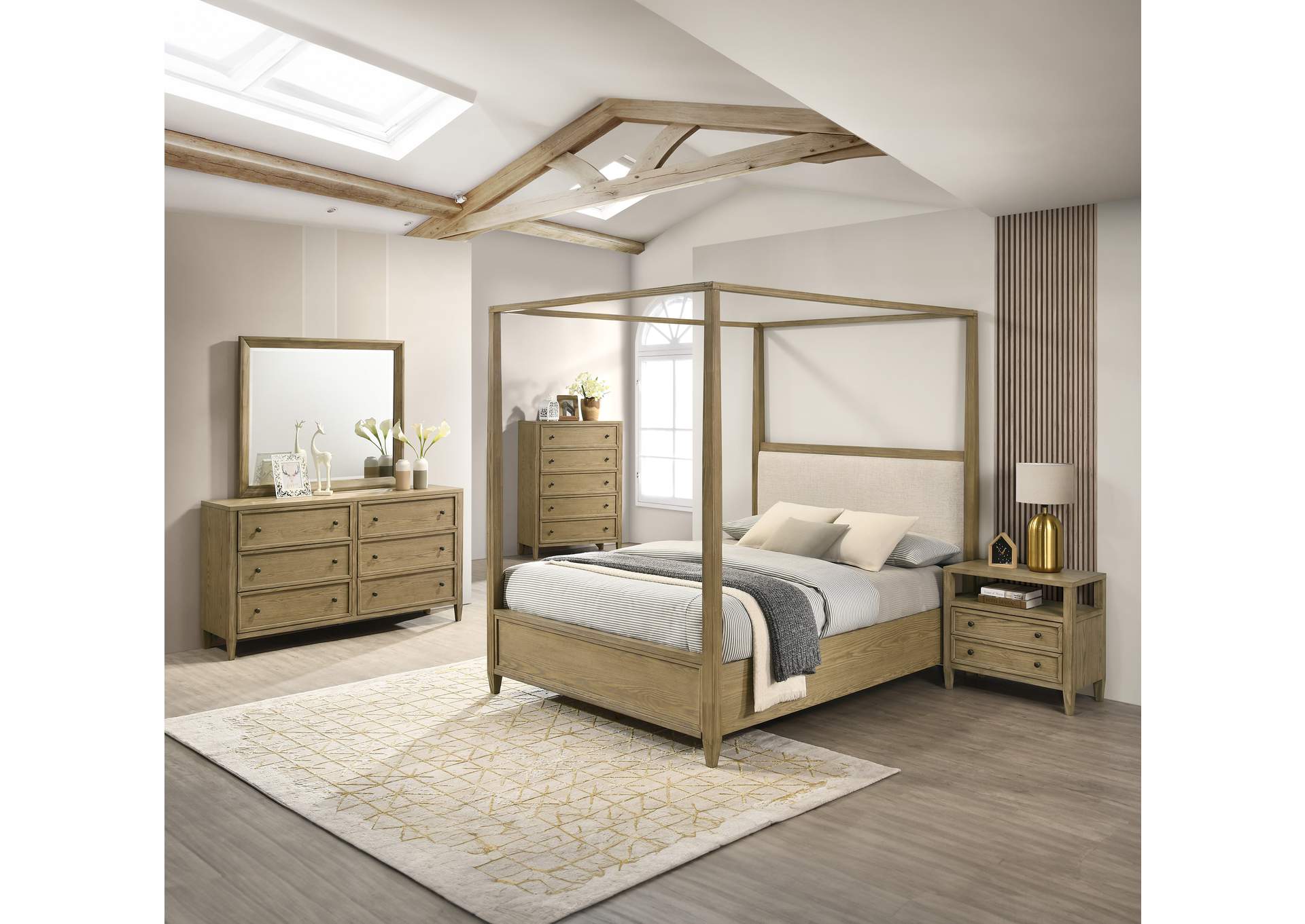 Affordable Furniture Houston Campbell Gray Brown King Panel Bed