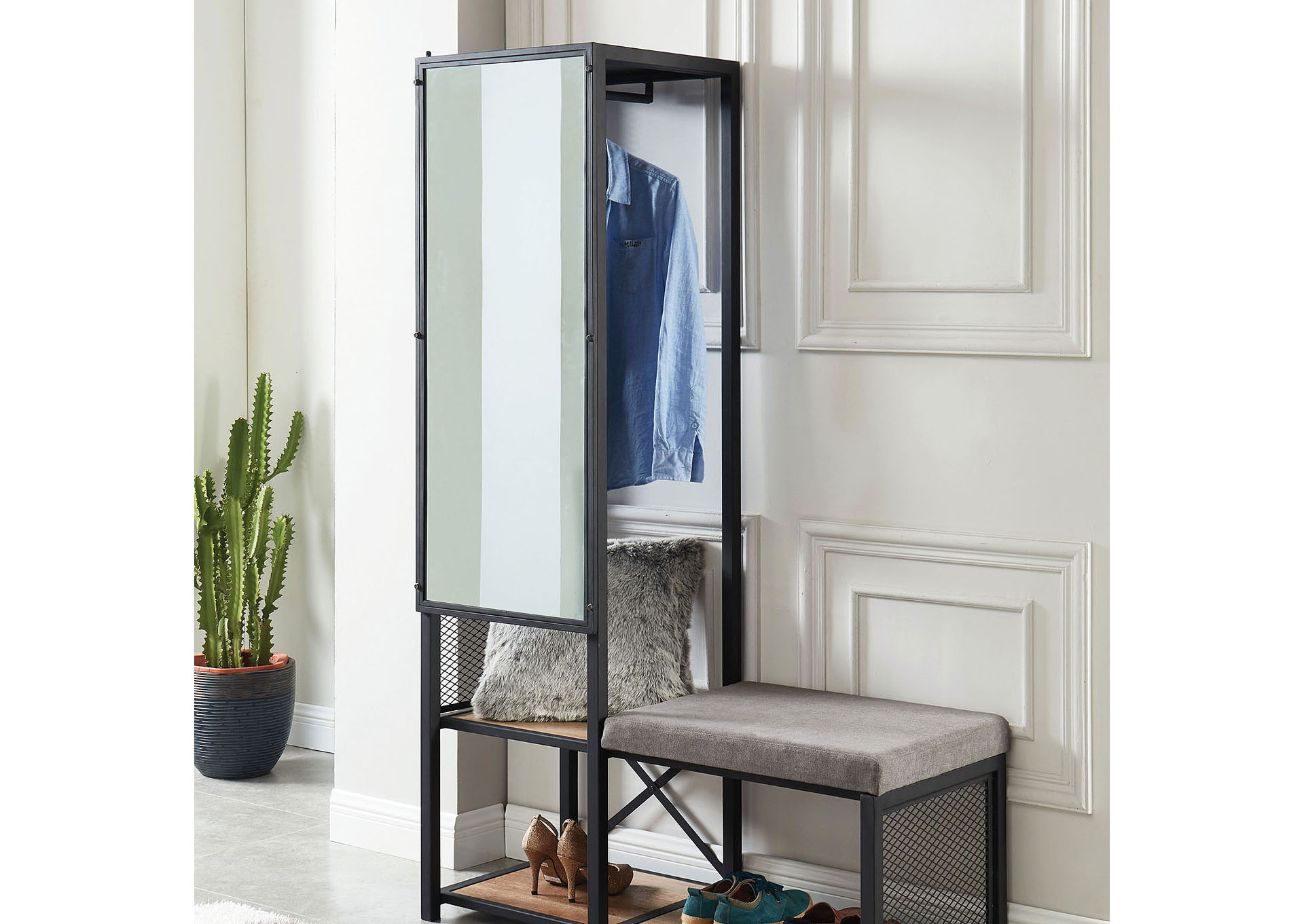 Ideal Furniture San Antonio West Gilfoyl Sand Black Mirror W Bench