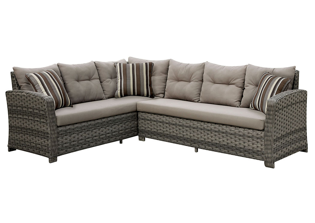 5th Avenue Furniture Mi Moura Mocha Wicker Patio Sectional W Pillows