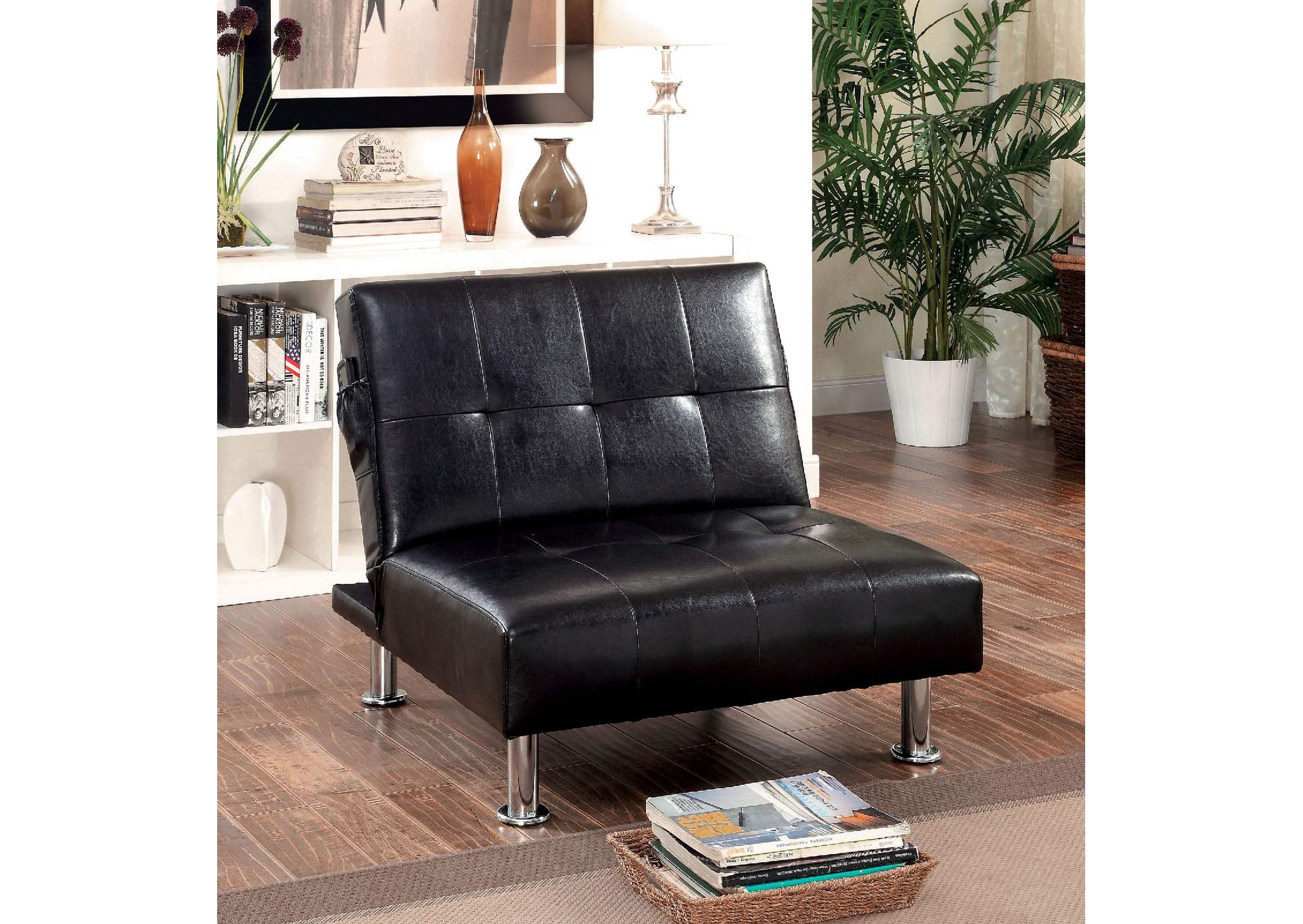 Galaly Furniture Bulle Black Chair W Side Pockets On Both Sides