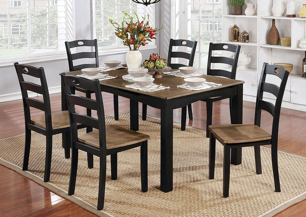 Factory Expo Furniture Liliana Black Walnut 7 Piece Dining Table Set
