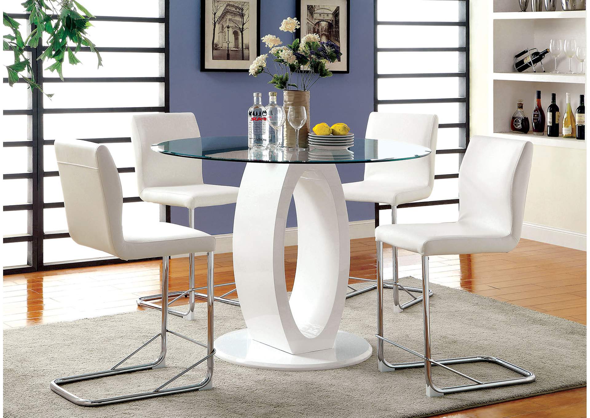Broadway Furniture Lodia Ii White Round Counter Height Table W 4