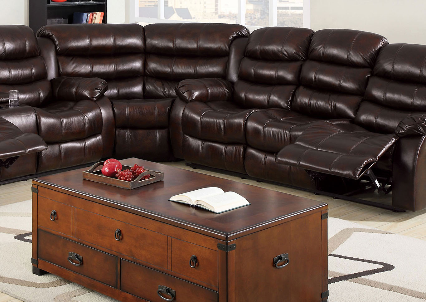 Paradise Home Furniture Berkshire Rustic Brown Bonded Leather