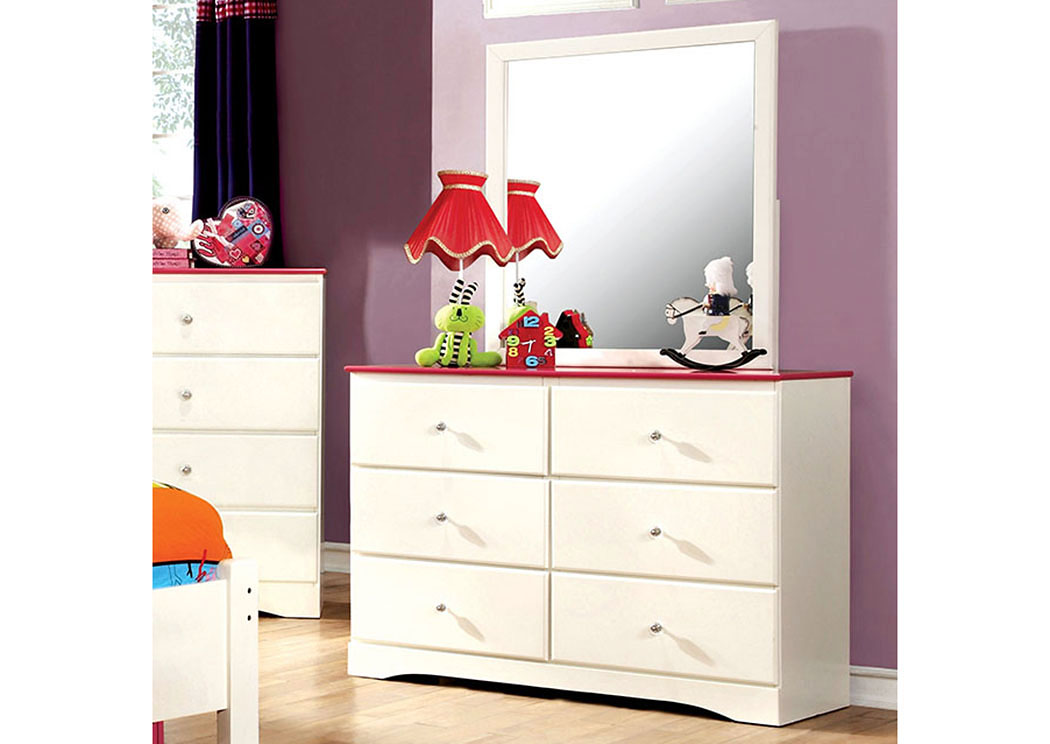 Furniture Fashions Kimmel Pink White Dresser