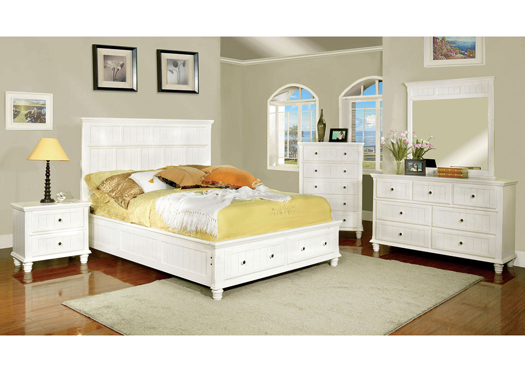 Palace Furniture Willow Creek White California King Storage Bed