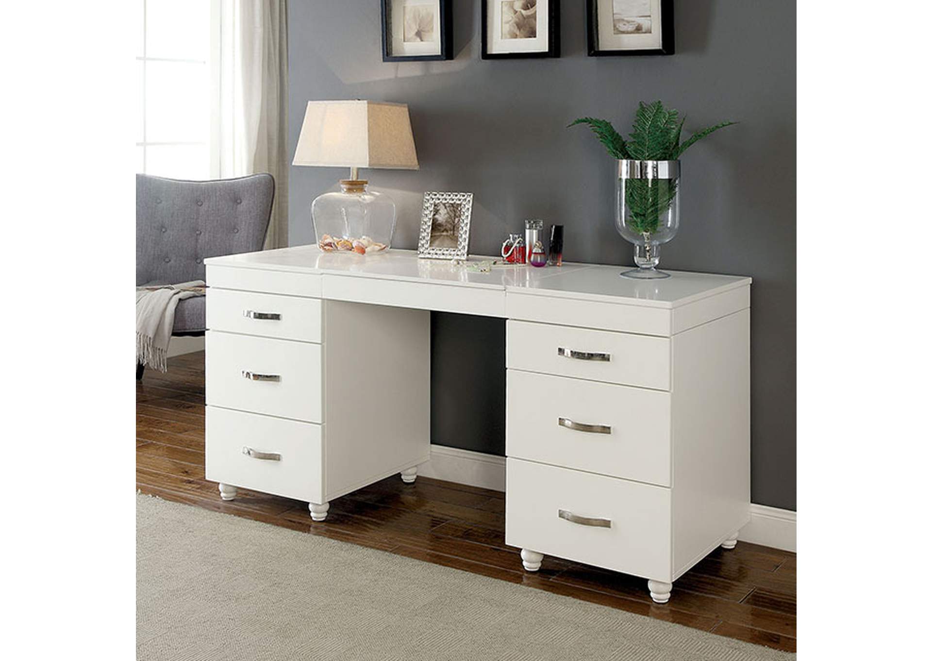 Verviers White Vanity Desk Best Buy Furniture and Mattress