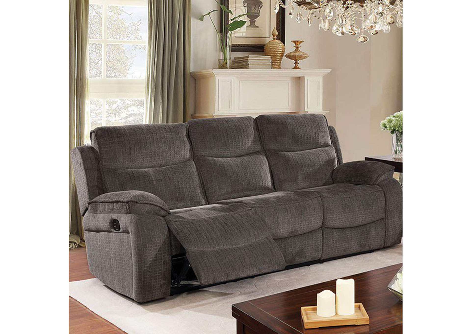 Ideal Furniture San Antonio West Selfridge Gray Reclining Sofa