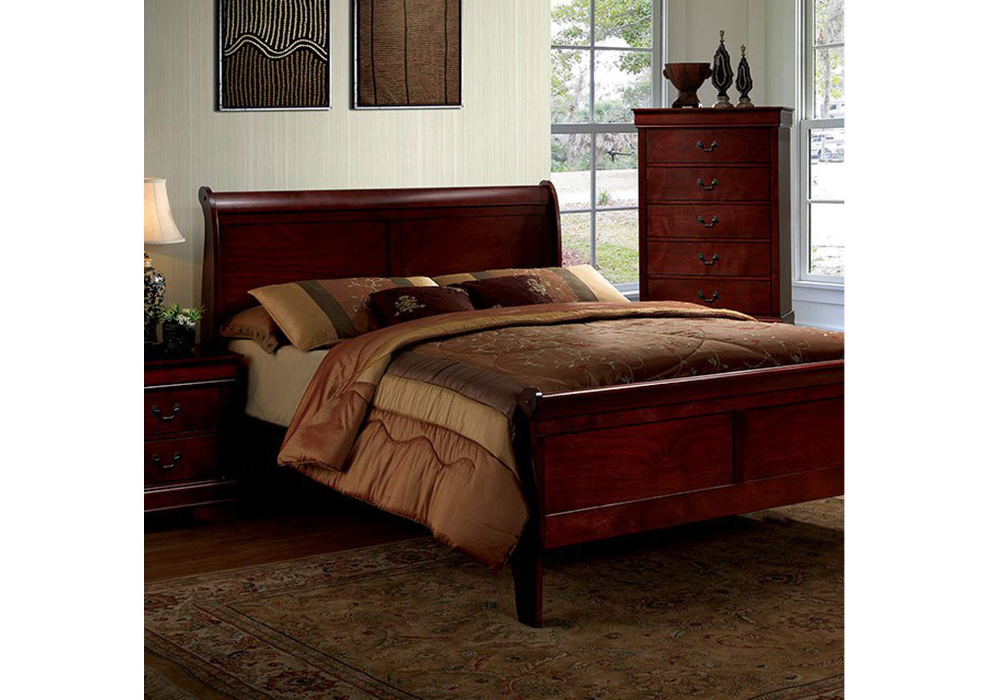 Louis Philippe II Cherry Eastern King Sleigh Bed Harlem Furniture