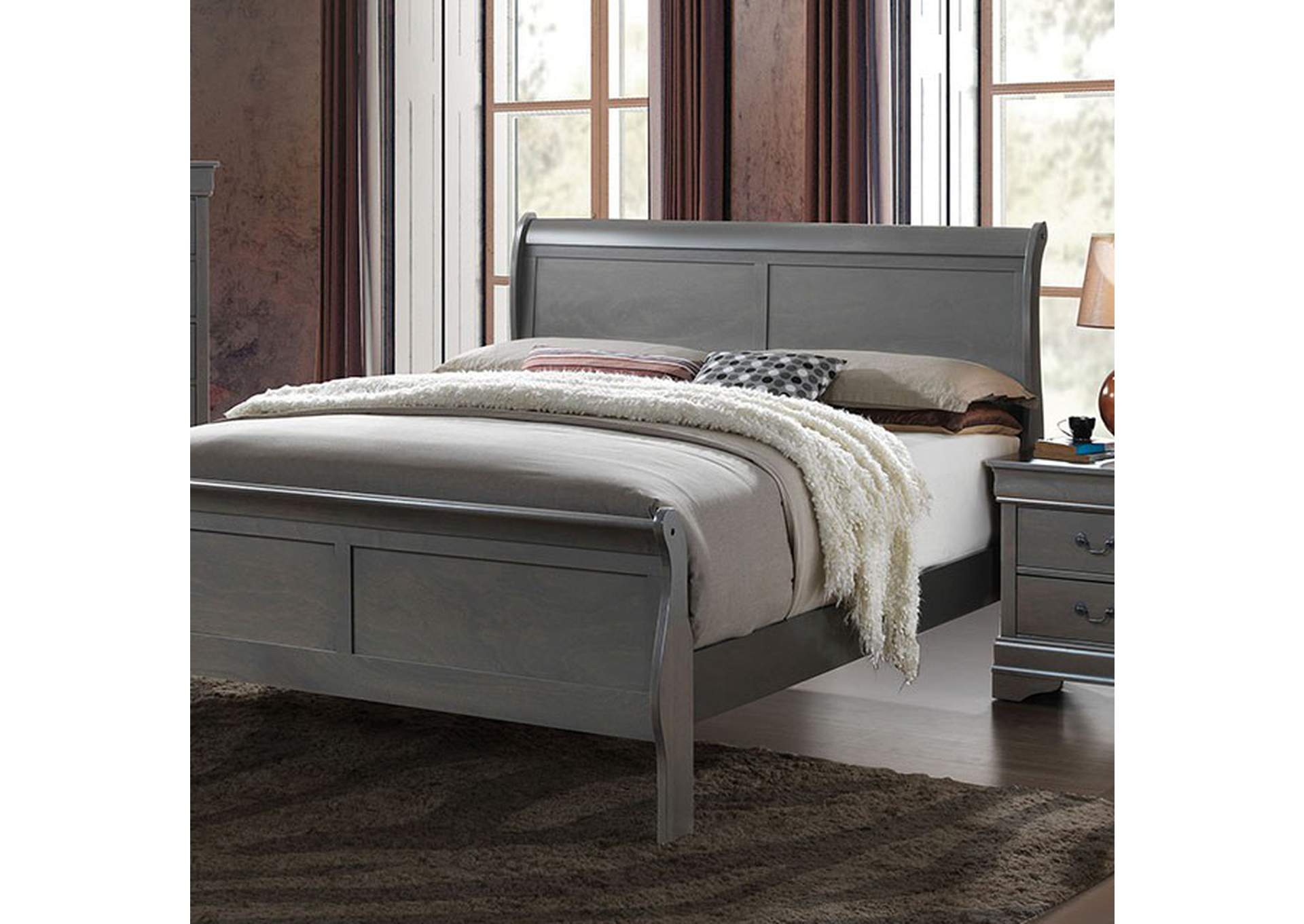 Louis Philippe III Gray Queen Sleigh Bed The Furniture Store