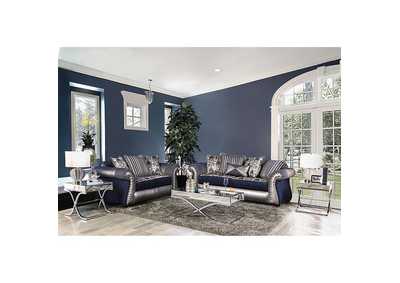 Katarina Navy Silver Loveseat Bettco Son Furniture