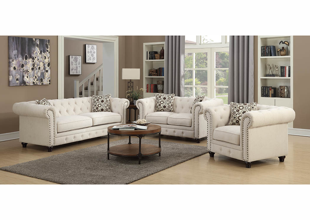 Just Furniture Cream Linen Sofa Loveseat W Pillows