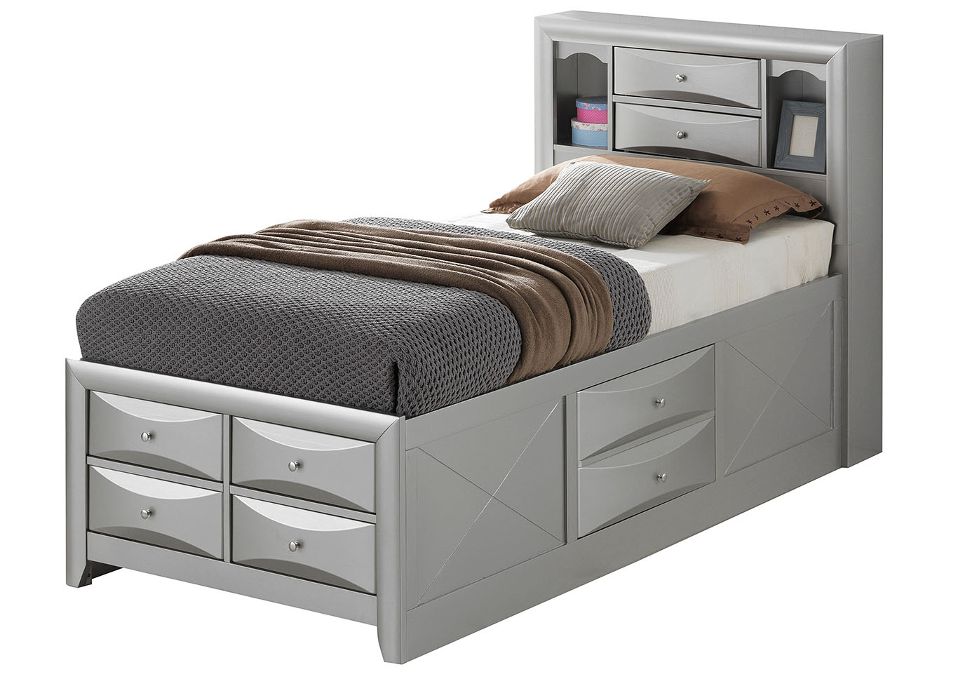 Gray 6 Drawer Twin Storage Bed S&S Furniture Gallery