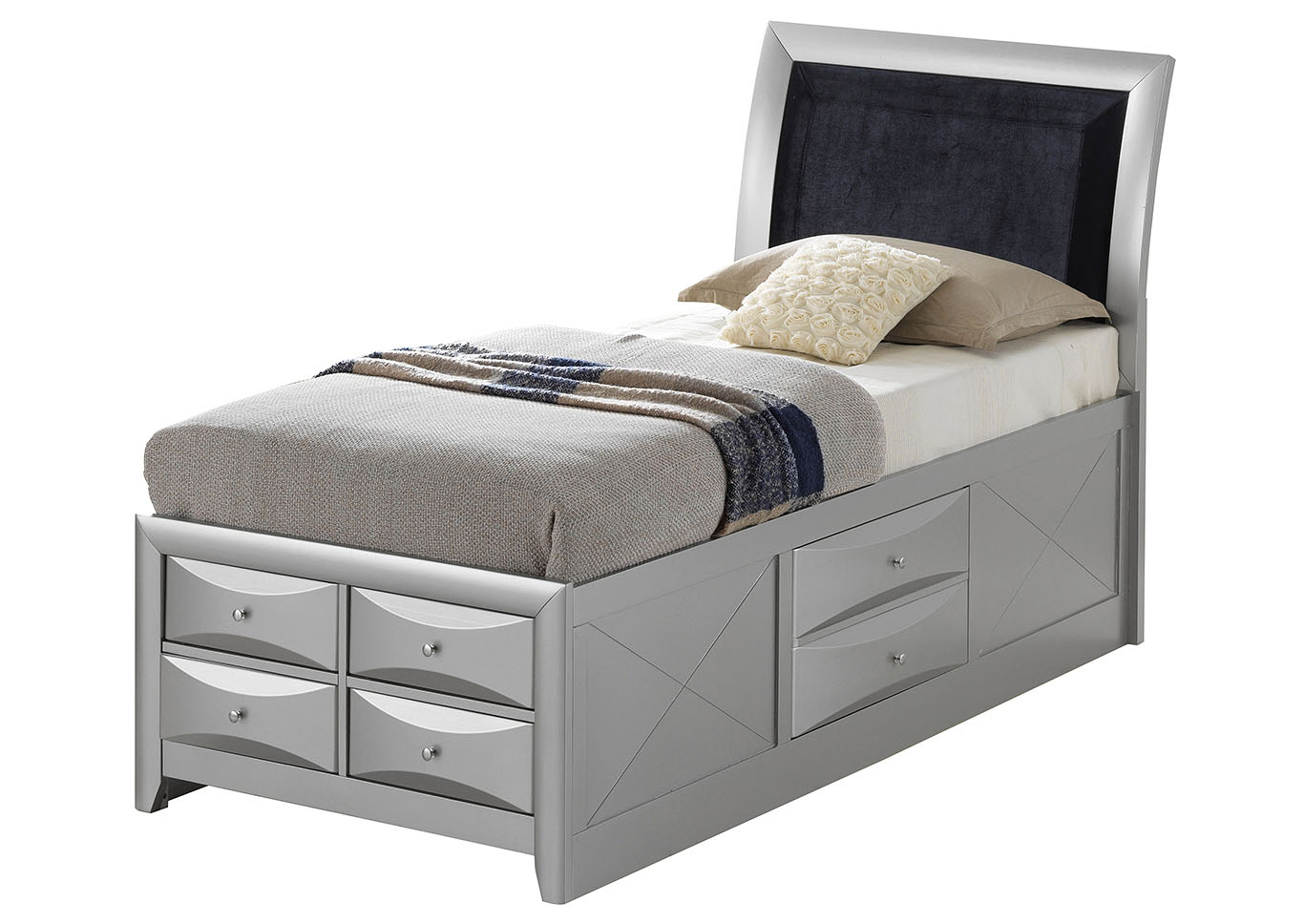 Home Furnishings Depot Ny Gray Twin 6 Drawer Storage Bed