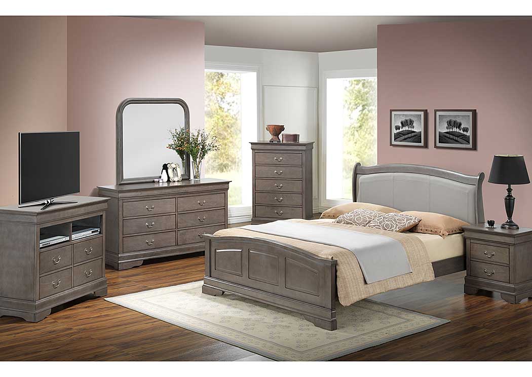 American Furniture Design Grey King Low Profile Bed W Pu Insert