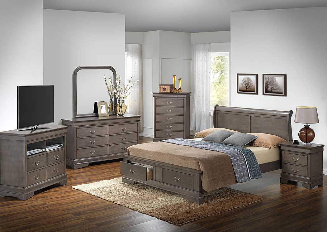 Home Furnishings Depot Ny Grey Queen Low Profile Storage Bed
