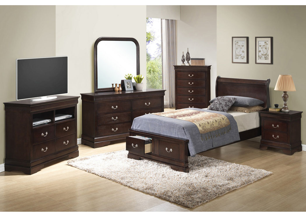 American Furniture Design Cappuccino Full Low Profile Storage Bed