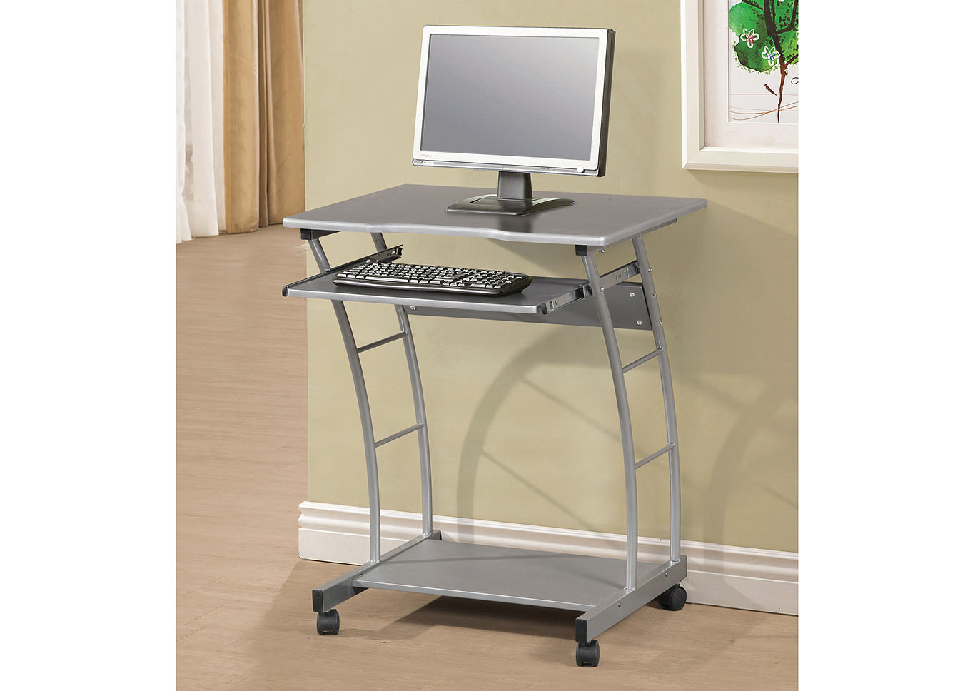 Roses Flooring And Furniture Rooney Silver Computer Cart