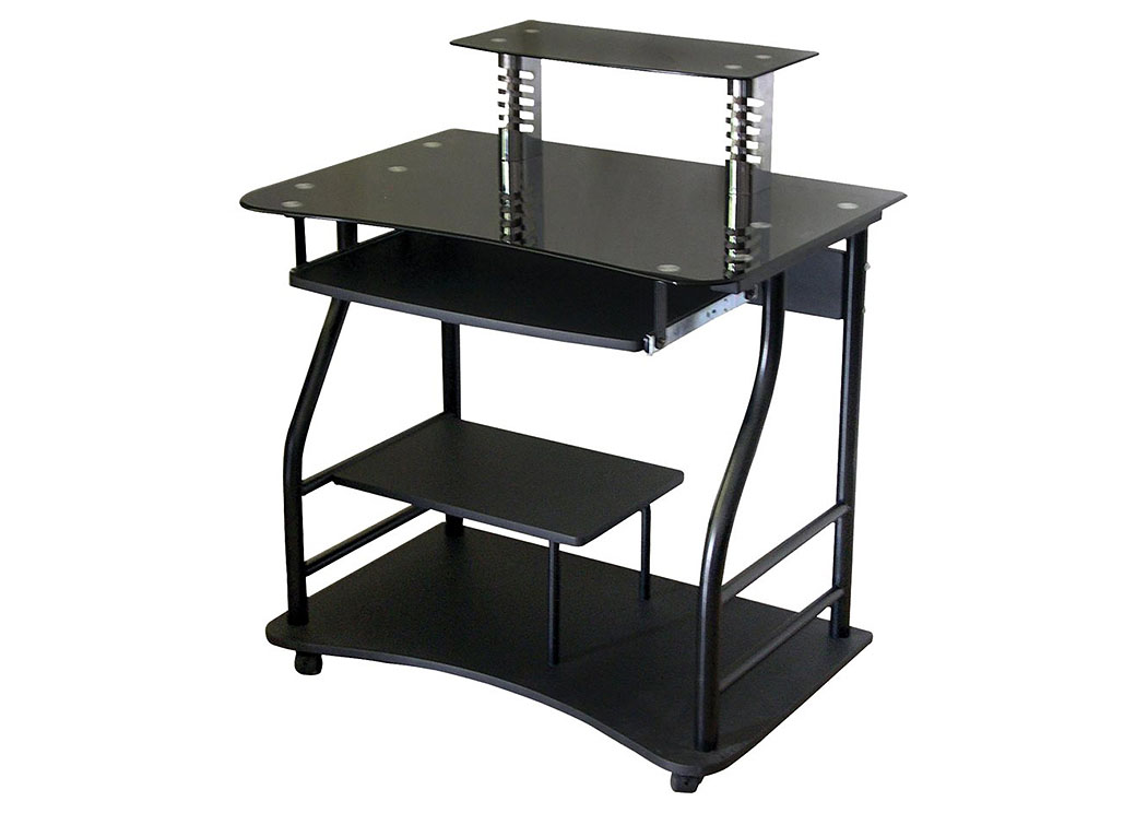 Roses Flooring And Furniture Black Glass Computer Cart